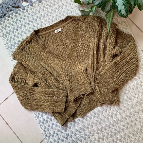 🍁🌾 Harvest Gold Cropped Chenille Sweater - Picture 13 of 15